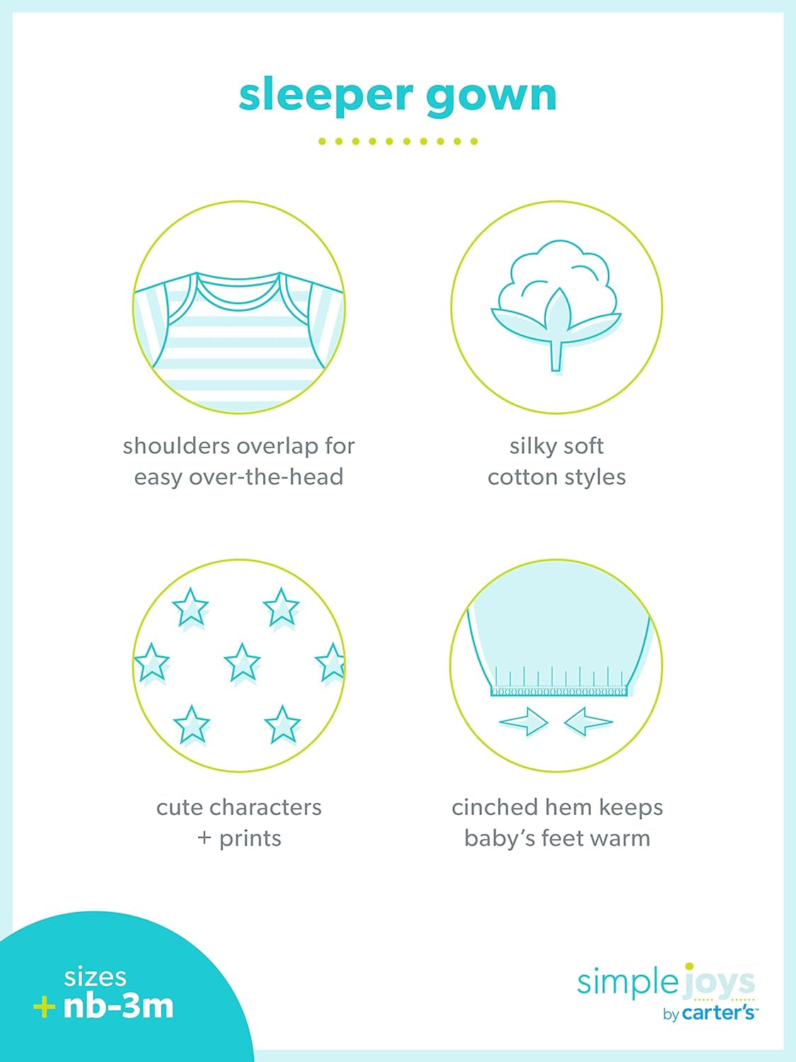 Baby 3-Pack Neutral Cotton Sleeper Gown.