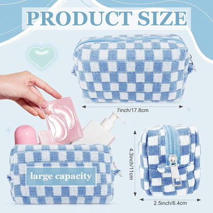 58 Pcs Checkered Makeup Bag Set Preppy