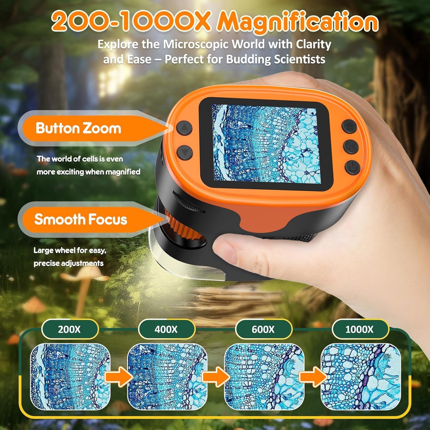 1000X Handheld Microscope for Kid 4K 2.0
