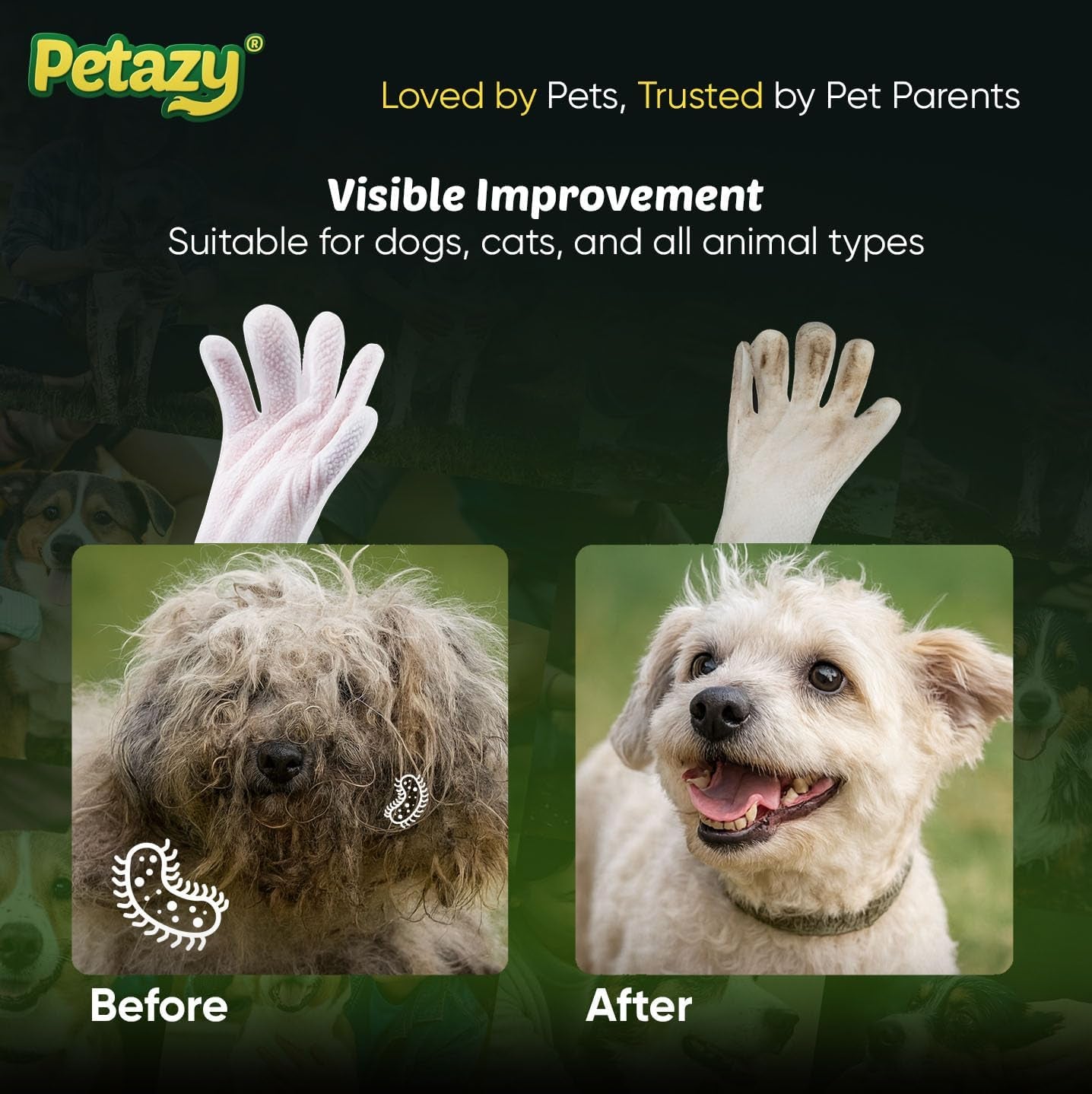 Pet Glove Wipes for Dogs & Cats 