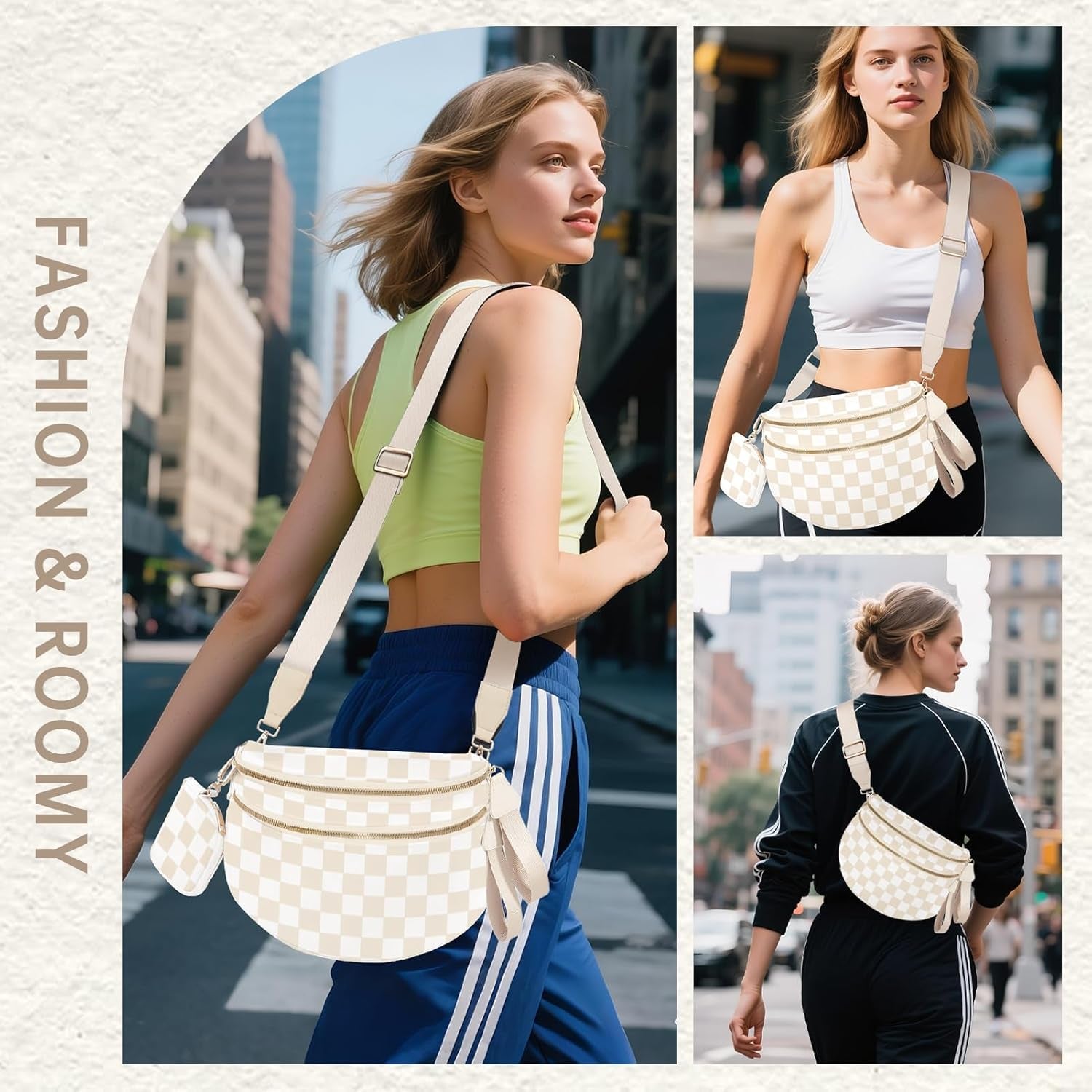 Cross Body Bag for Women Checkered