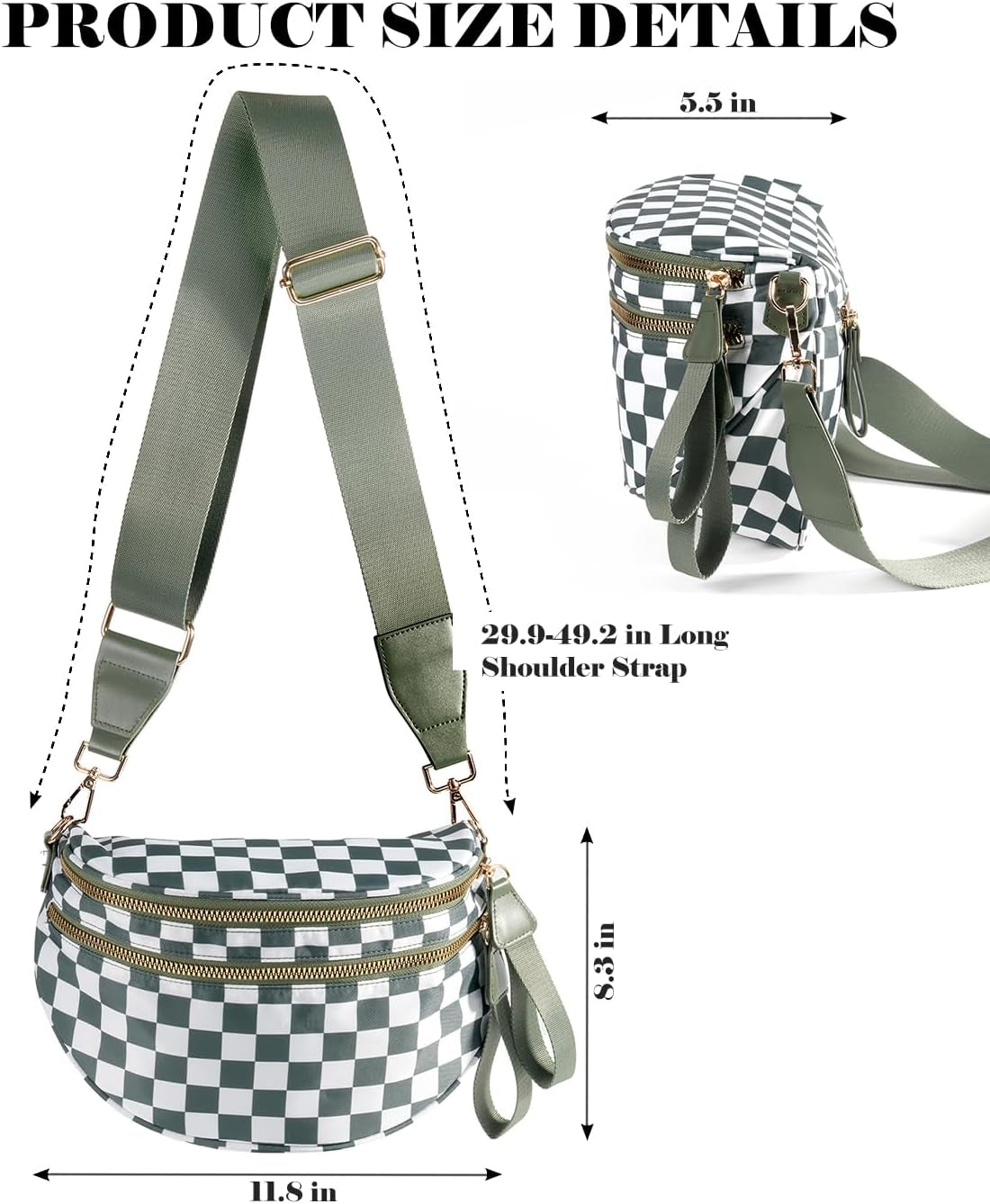 Black and White Checkered Crossbody Bag