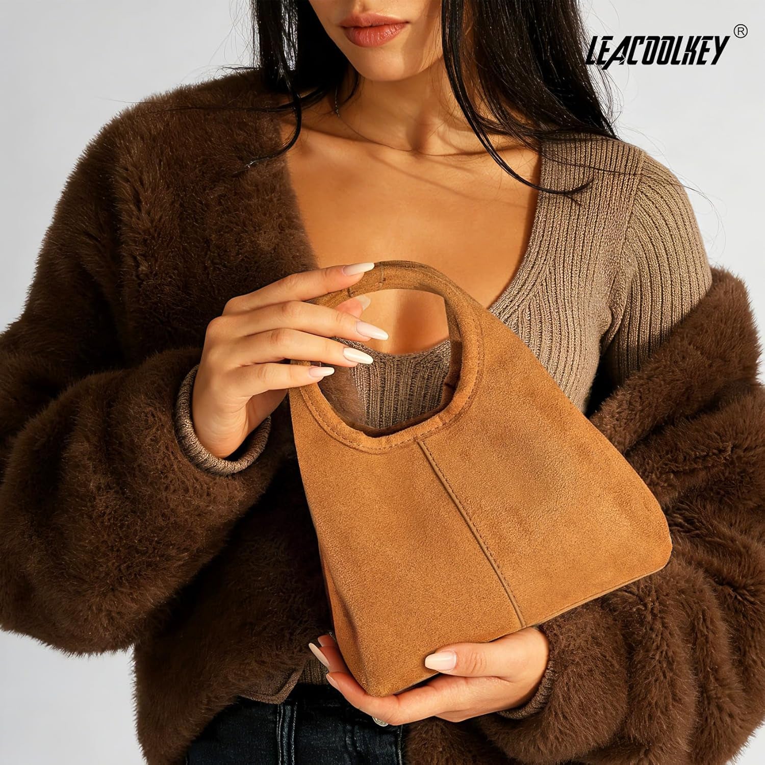 Women'S Suede Bag Small Top Handle 