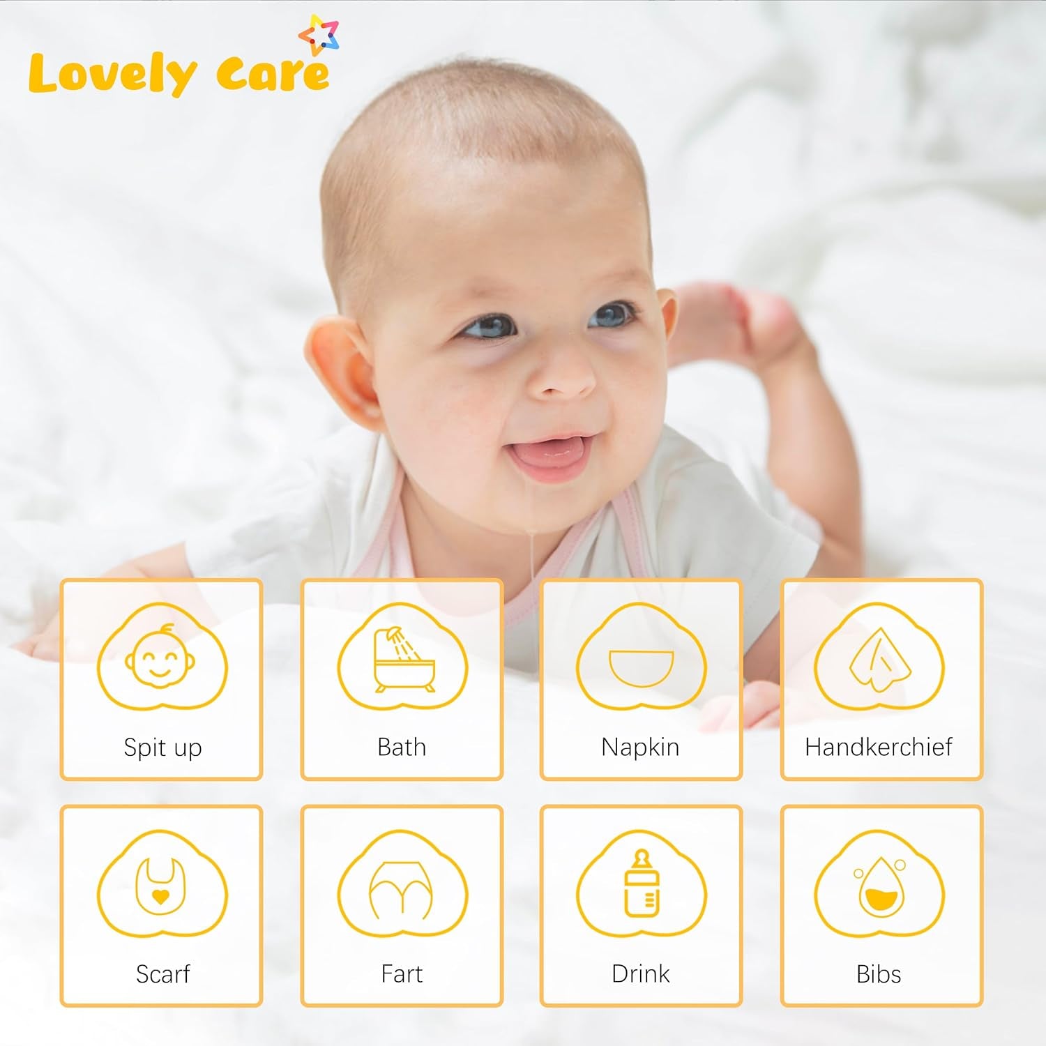 12 Pack Muslin Burp Cloths 100% Cotton