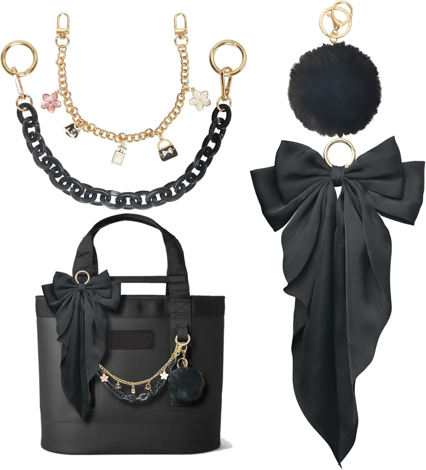 4PCS Tote Bag Decor Kit, Decorative 