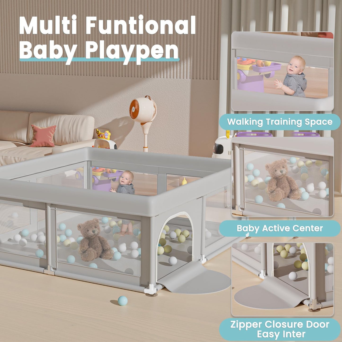 Baby Playpen 50X50 Inch, Play Pens 