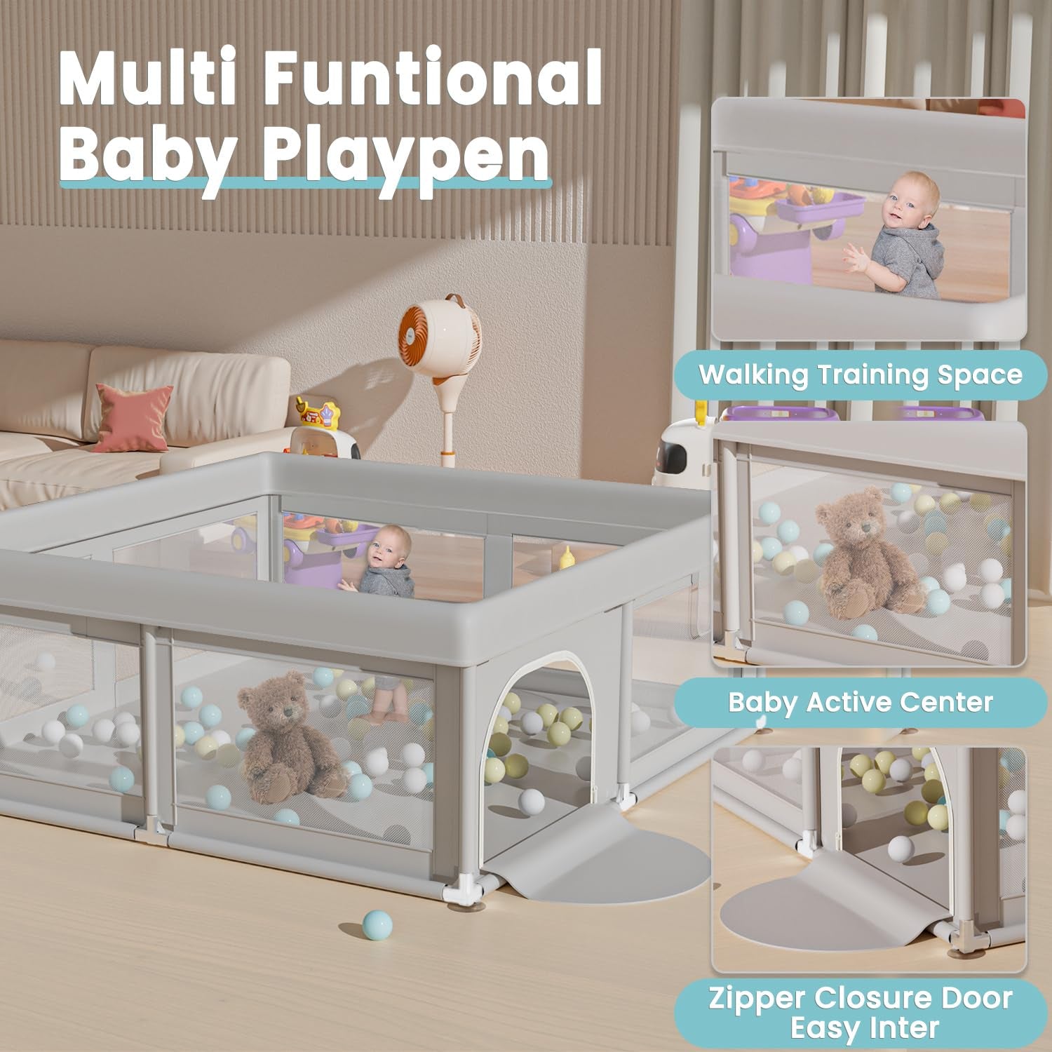 Baby Playpen 50X50 Inch, Play Pens 