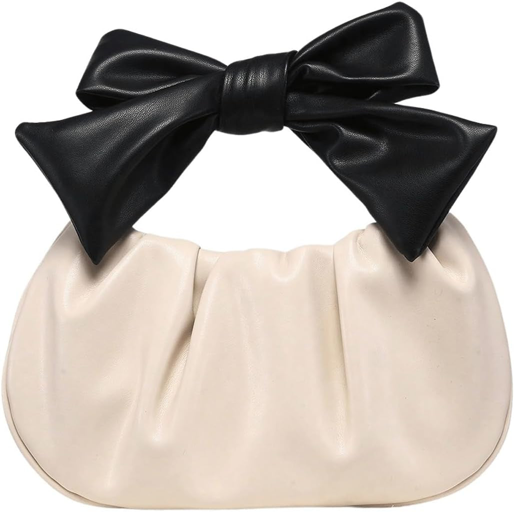 Women'S Ruched Hobo Handbag Cute Bow