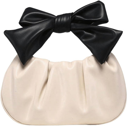 Women'S Ruched Hobo Handbag Cute Bow