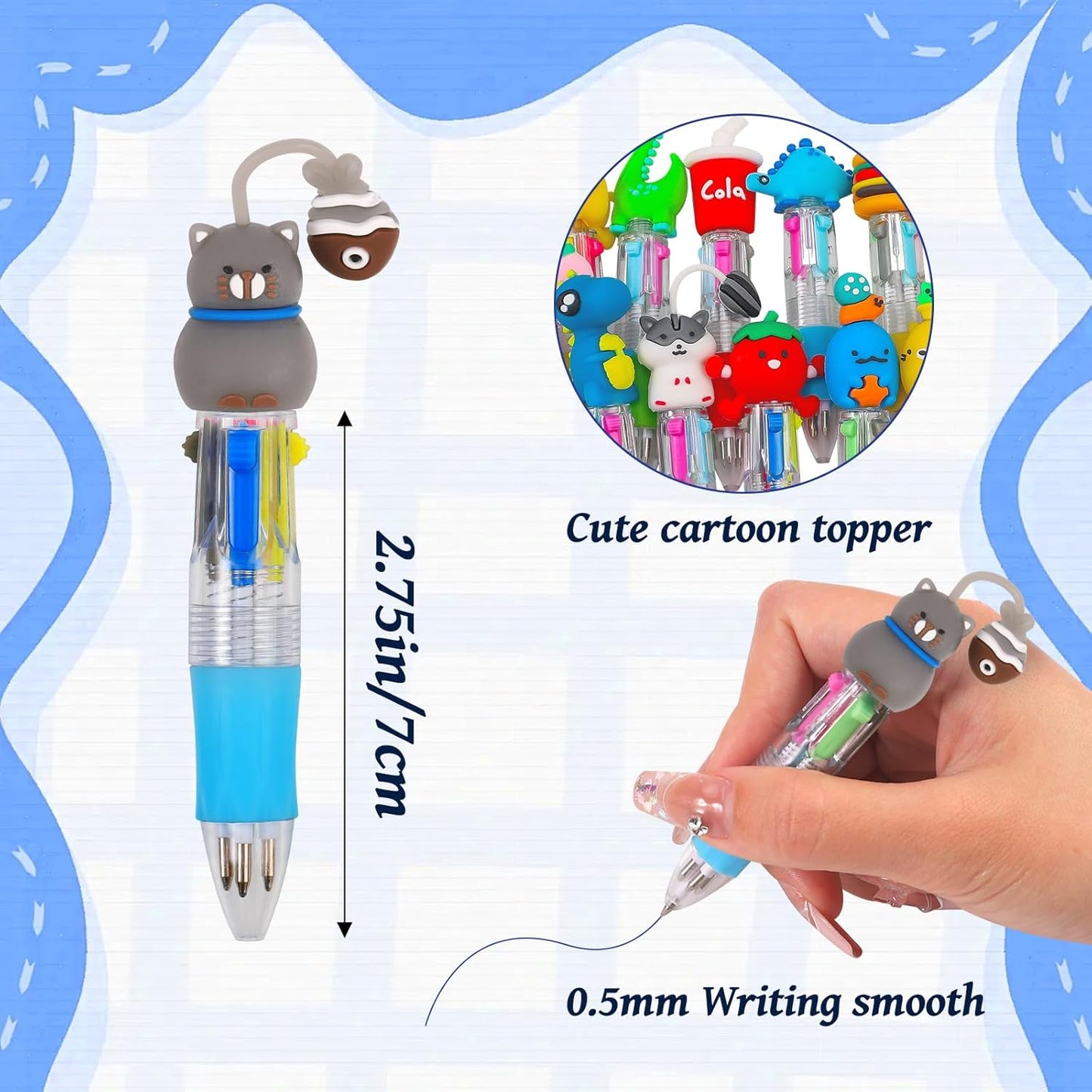 50Pcs Mini Multicolor Pens in One 4-In-1