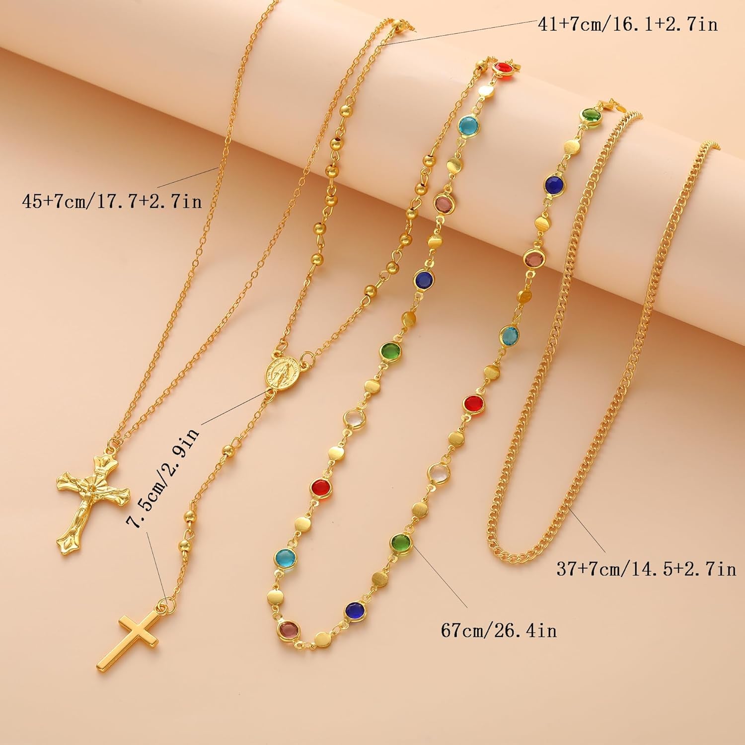 4PCS Layered Gold Cross Necklace