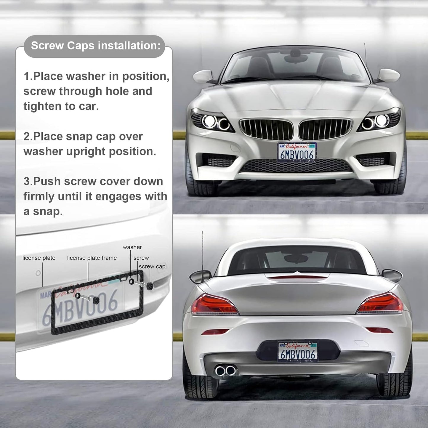 2 Pack Bling License Plate Frames ,Women