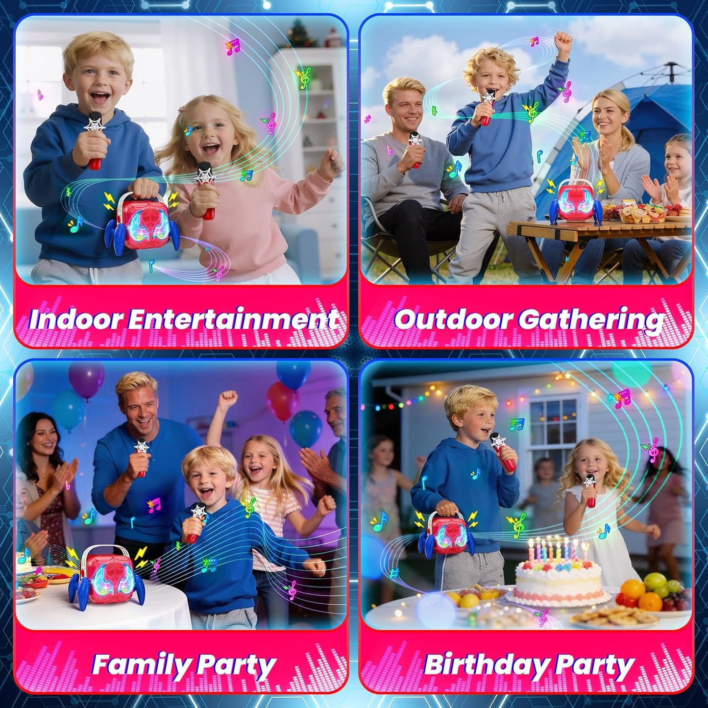 Karaoke Machine for Kids Red & Blue 