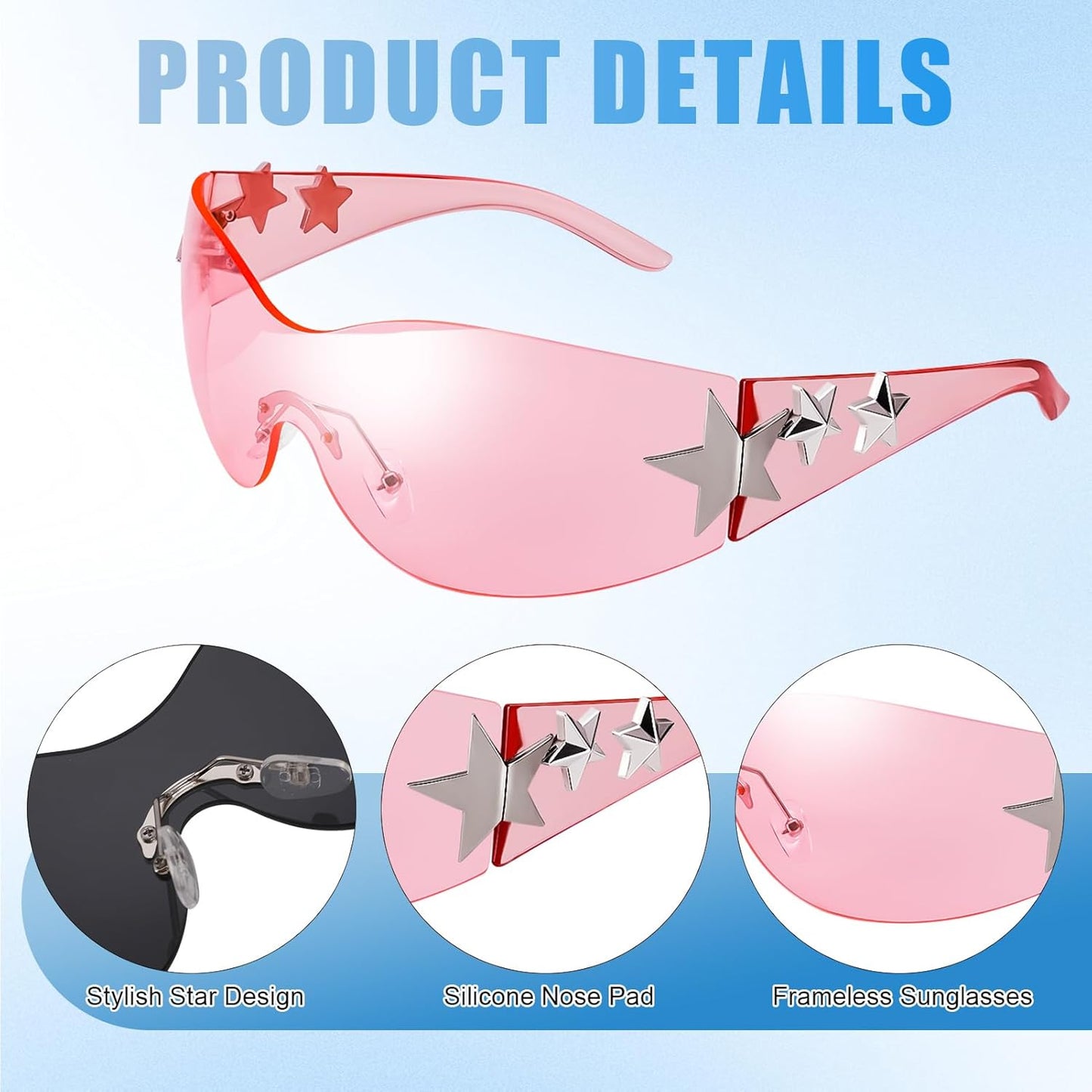 3 Pairs Y2K Sunglasses for Women Men 