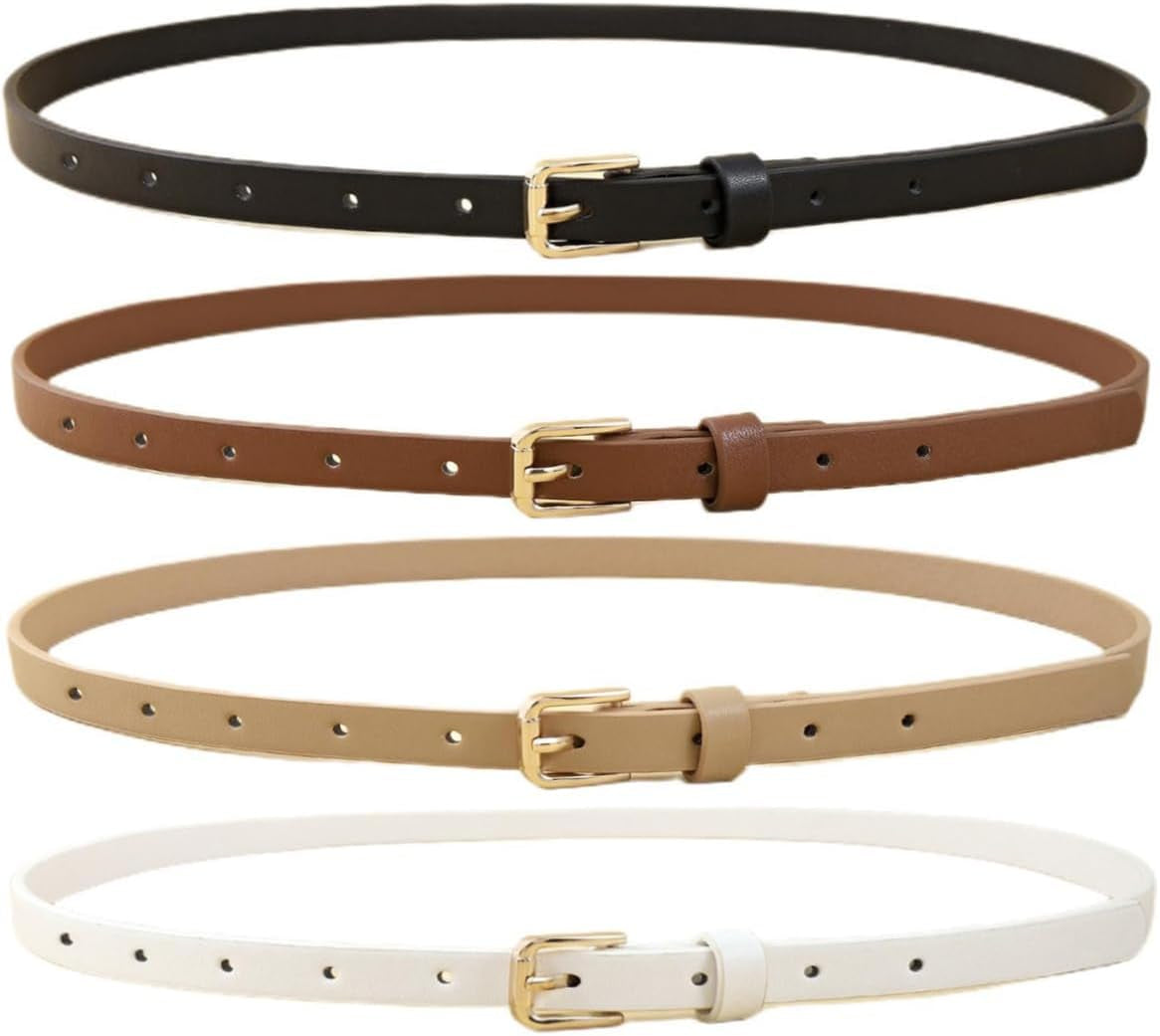 4 Pack Women Skinny Belts for Jeans