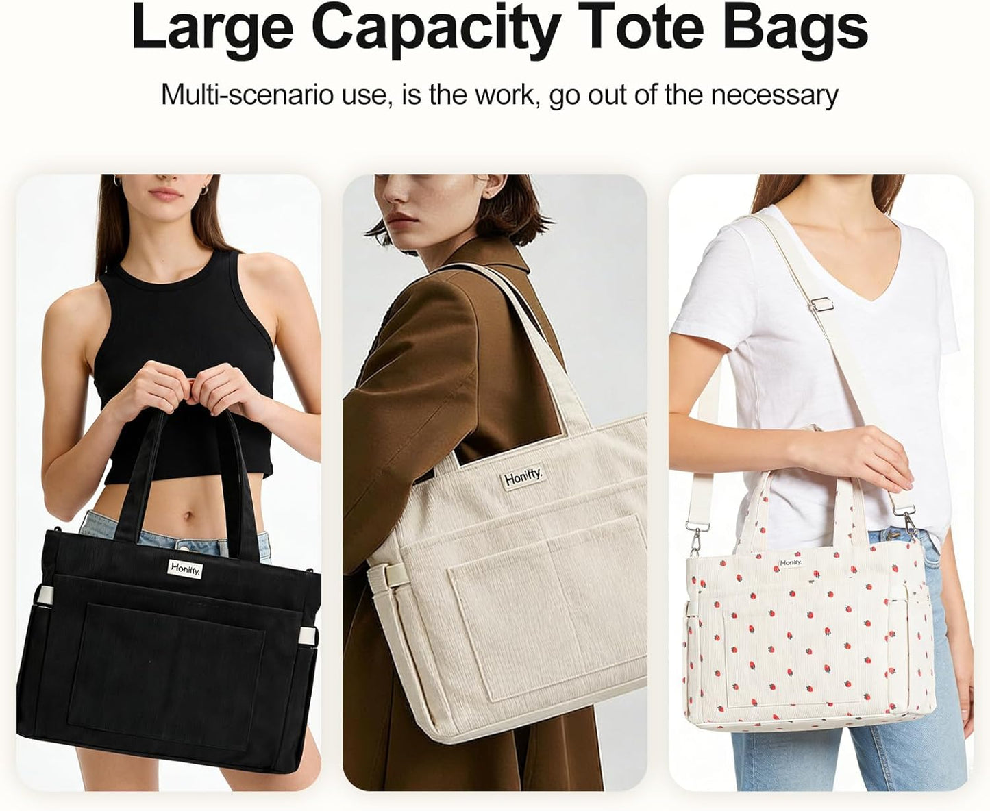 Tote Bag for Women, Corduroy Tote Bag