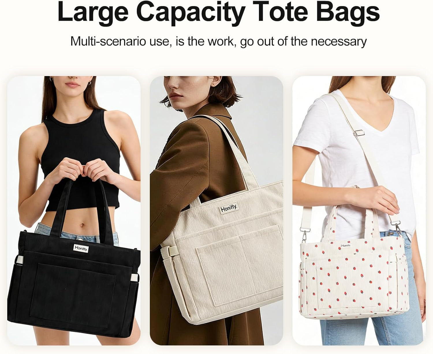 Tote Bag for Women, Corduroy Tote Bag