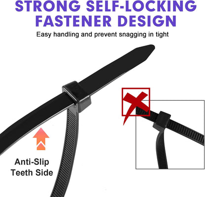 Zip Ties,1200Pcs Black Cable Zip Ties