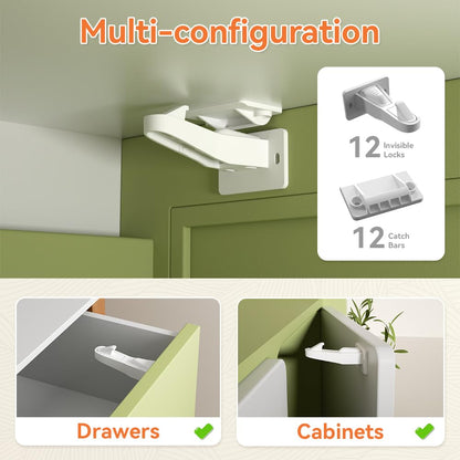 12Pcs Baby Safety Cabinet Lock Childproof