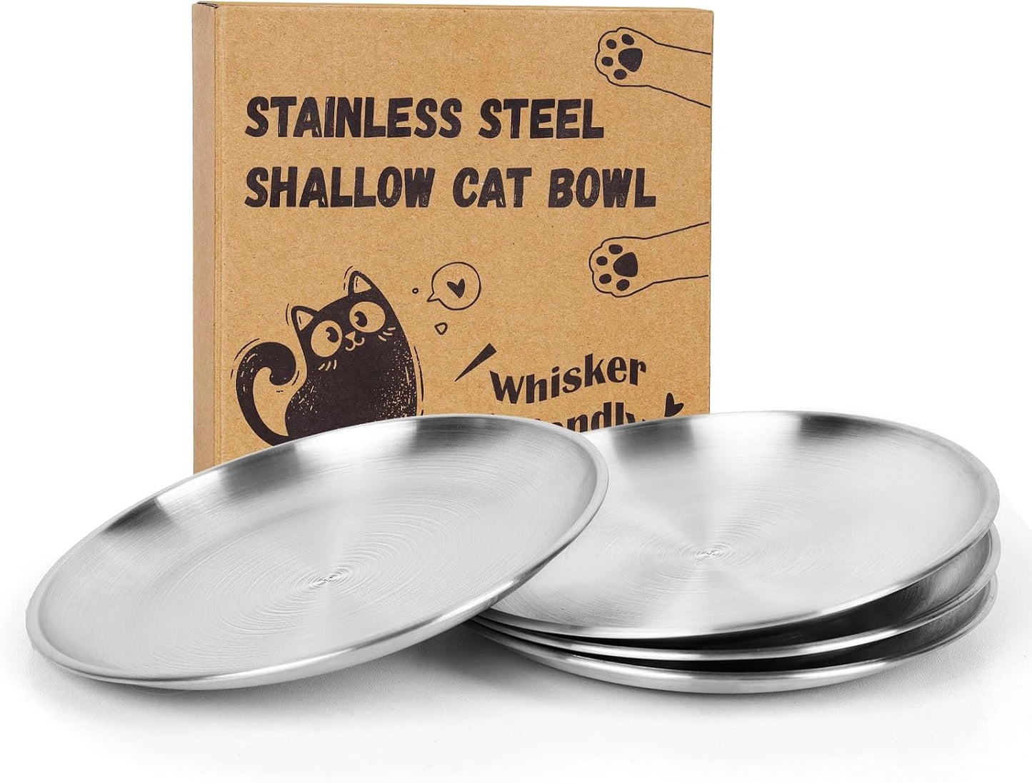 4-Pack Stainless Steel Cat Food Bowls