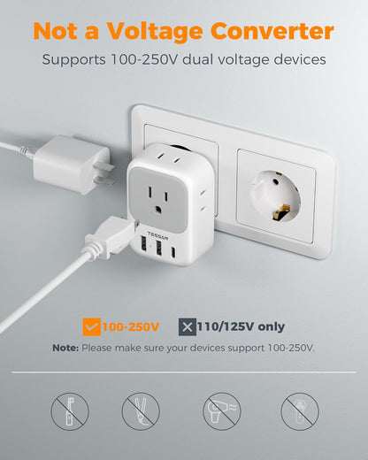 2 Pack European Plug Adapter USB C