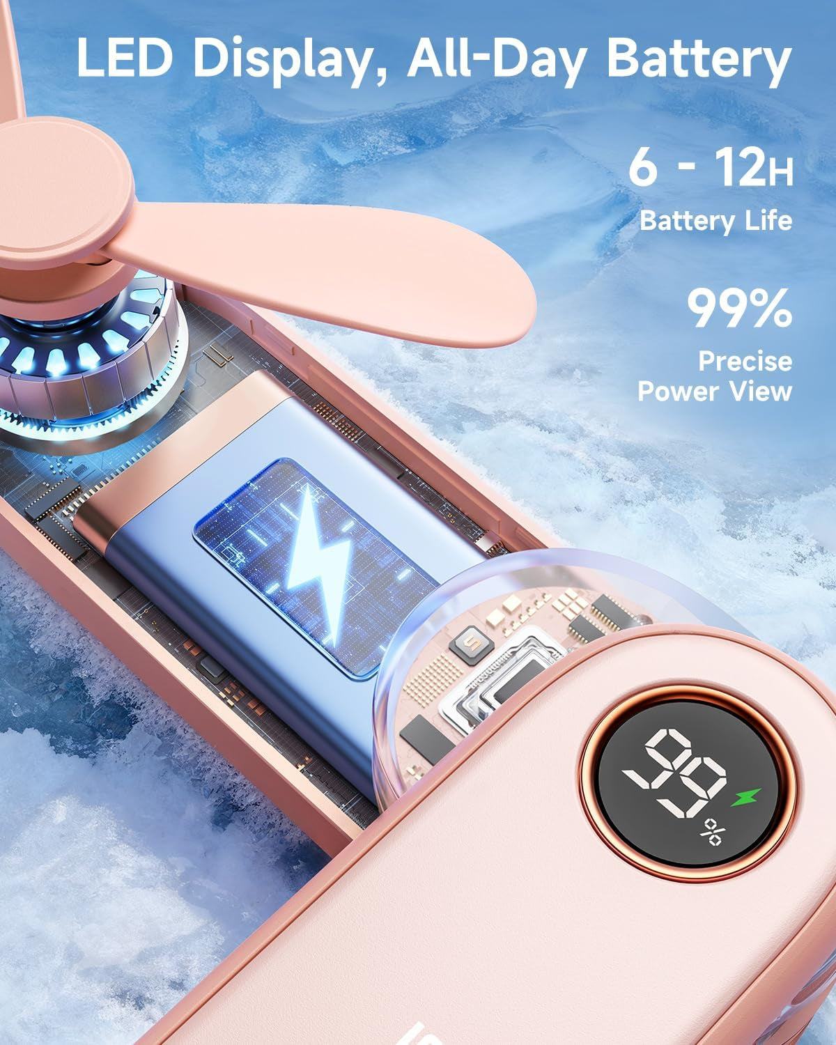 Portable Handheld Mini Fan with LED