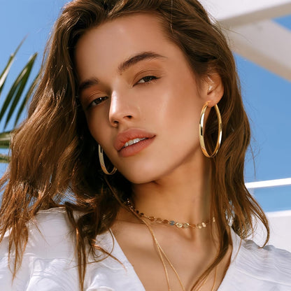 5Mm Wide Gold Hoop Earrings for Women