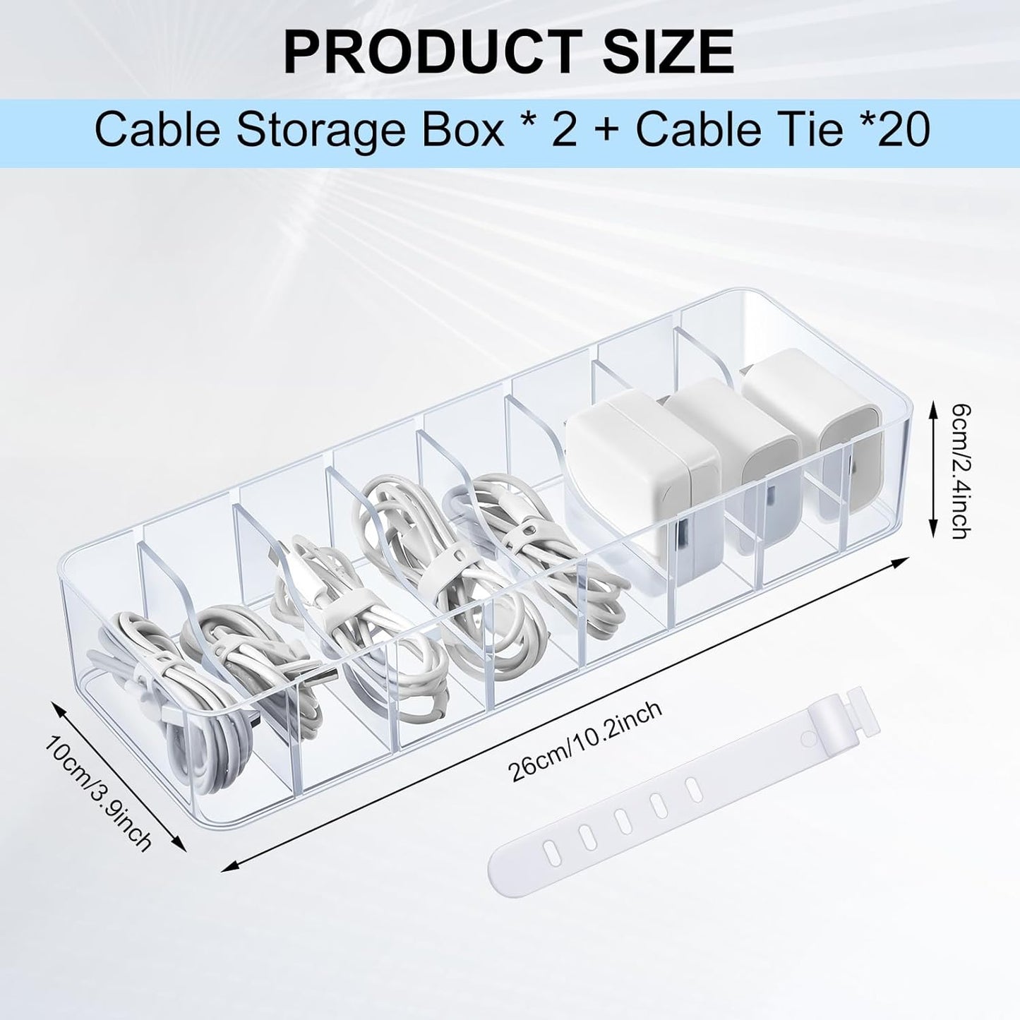 2 Pcs Cable Organizer with 20 Wire Ties