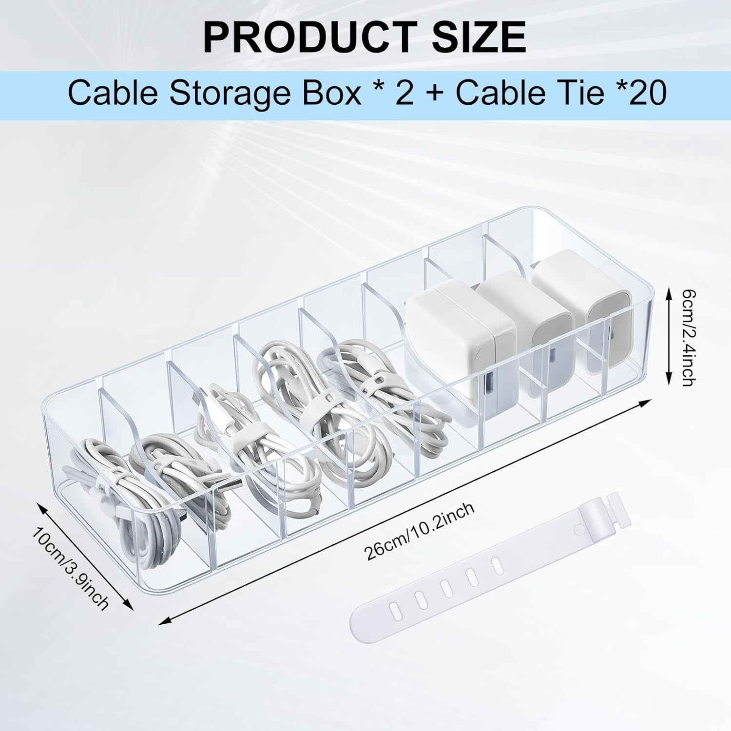 2 Pcs Cable Organizer with 20 Wire Ties
