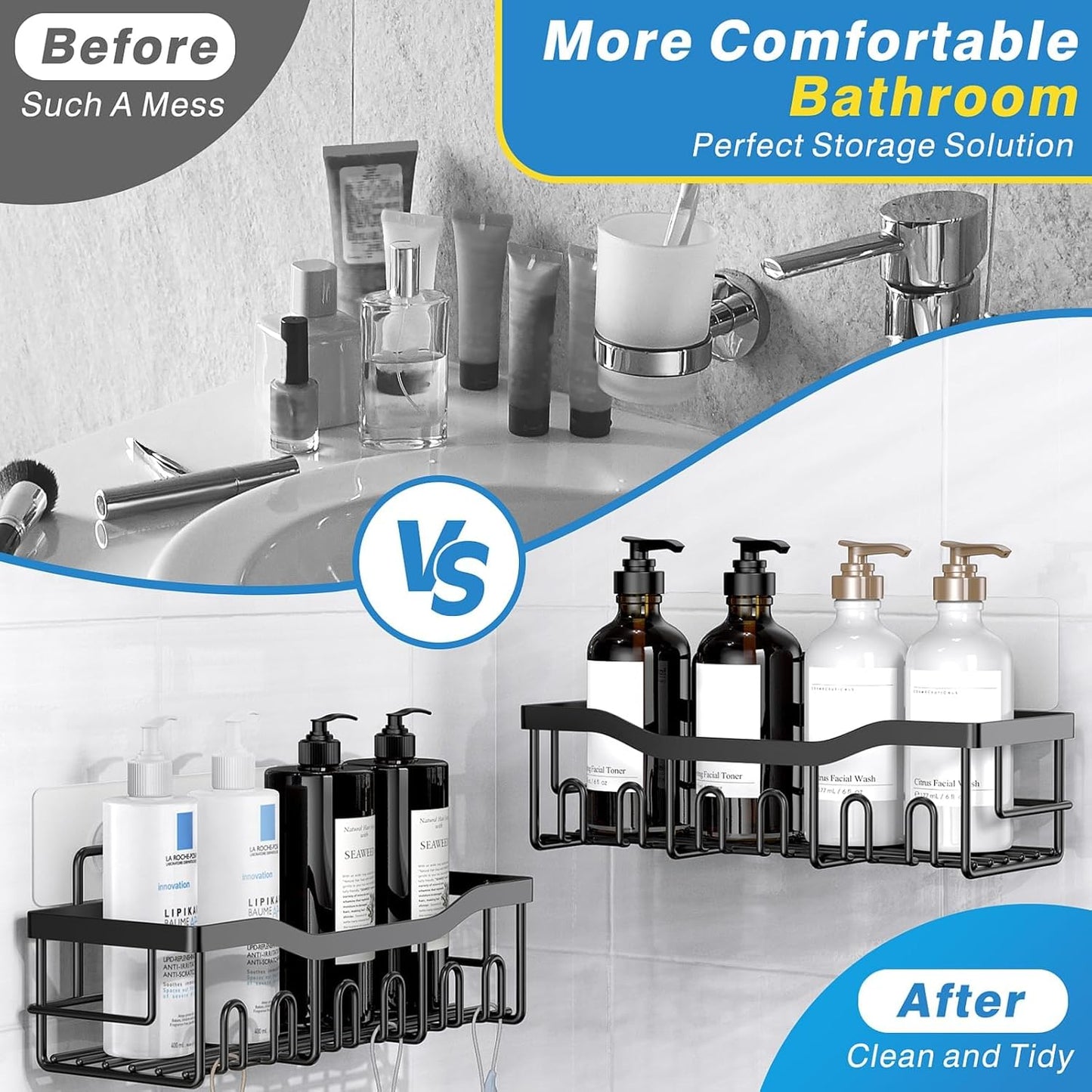 Adhesive Shower Caddy, 5 Pack Rustproof