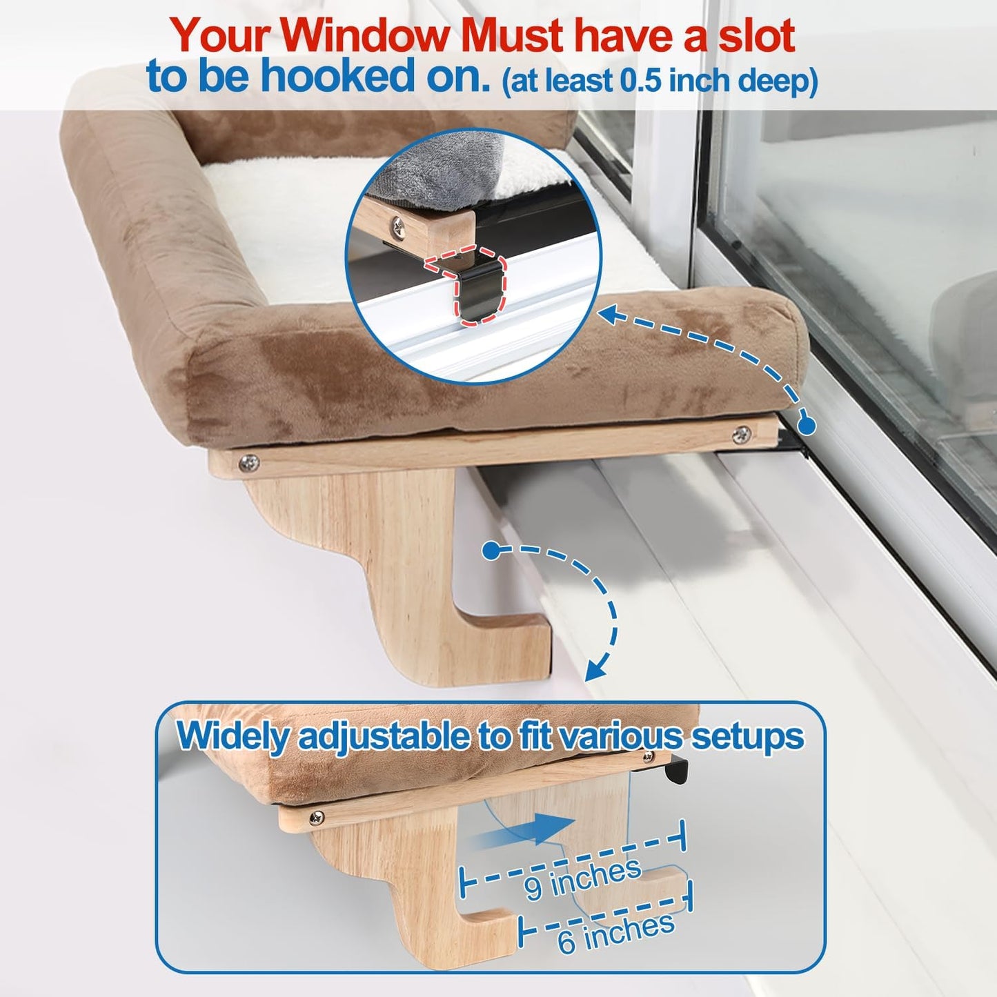 Cat Perch for Window Sill with Bolster 
