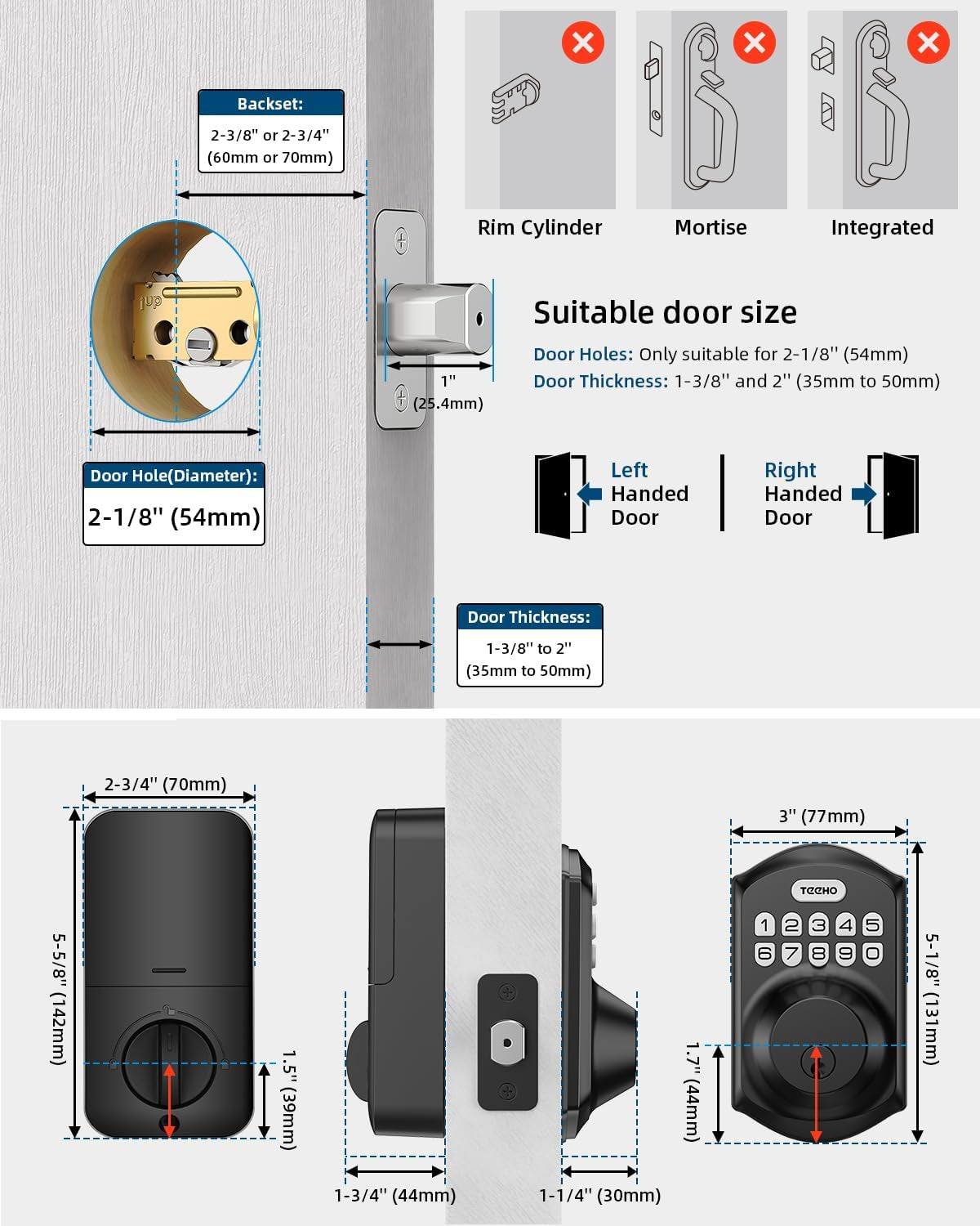 TE001 Keyless Entry Door Lock withKeypad