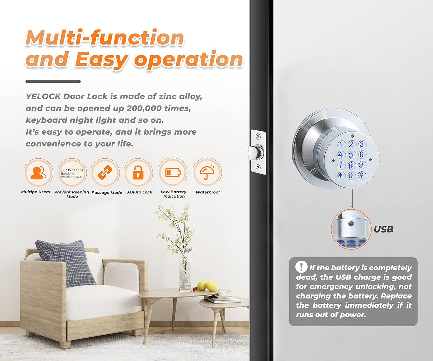Keyless Electronic Entry Door Knob