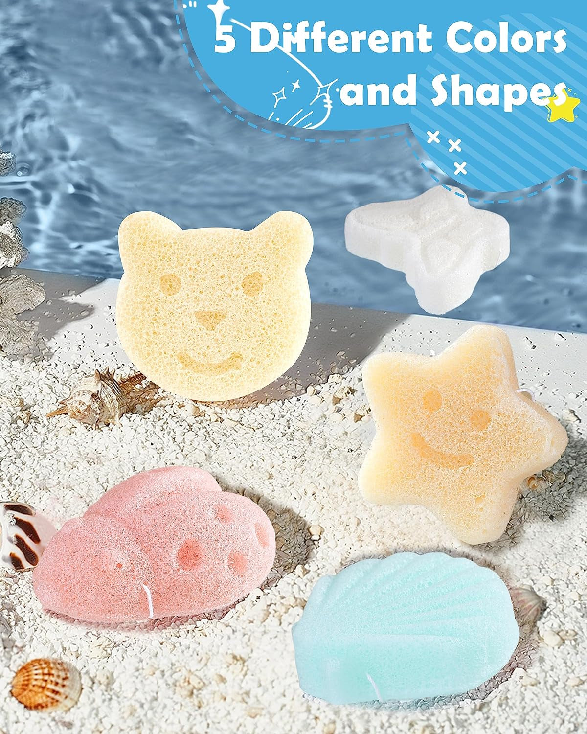 Konjac Baby Sponge for Bathing, 5Pcs 