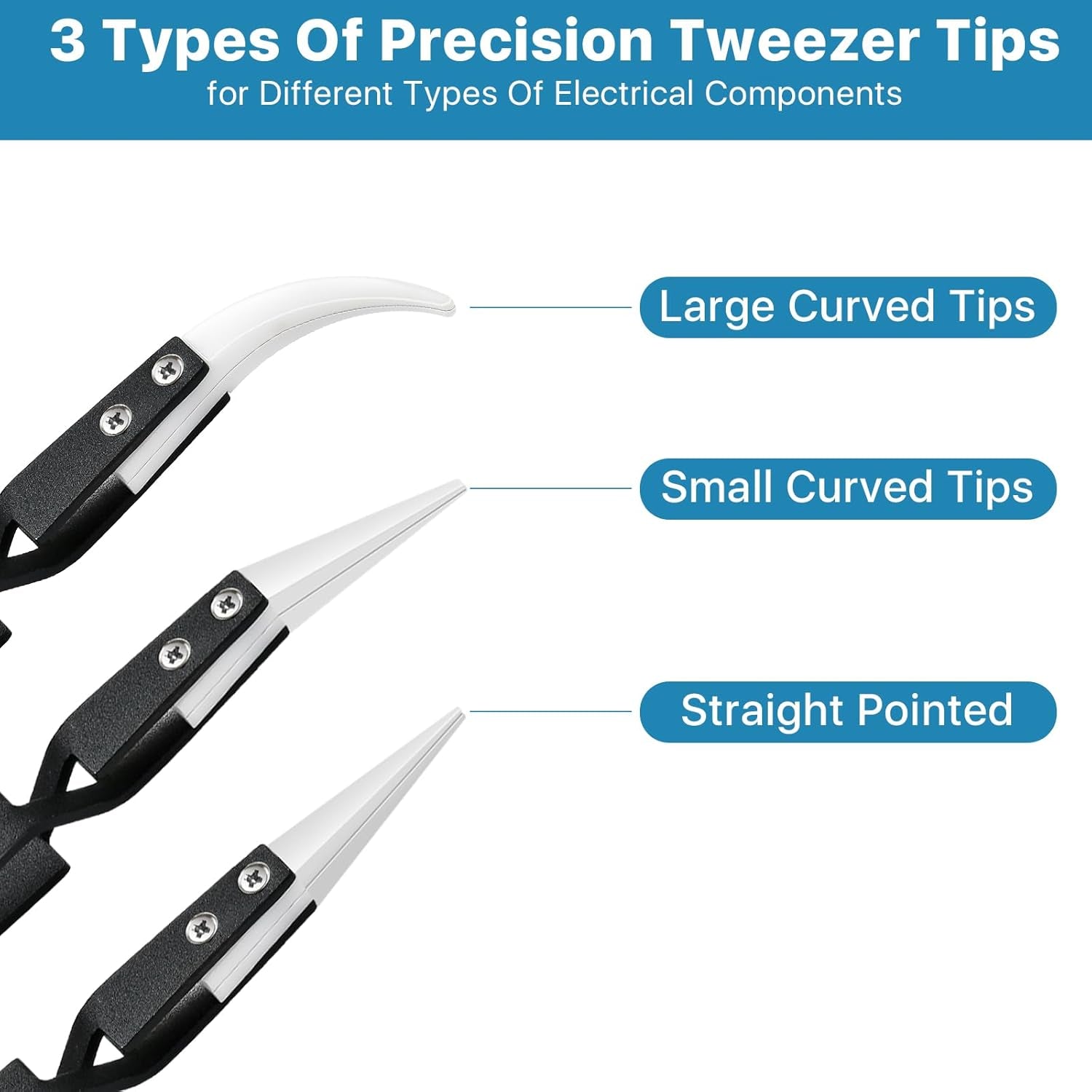 6 Pcs Precision Reverse Ceramic Tweezers