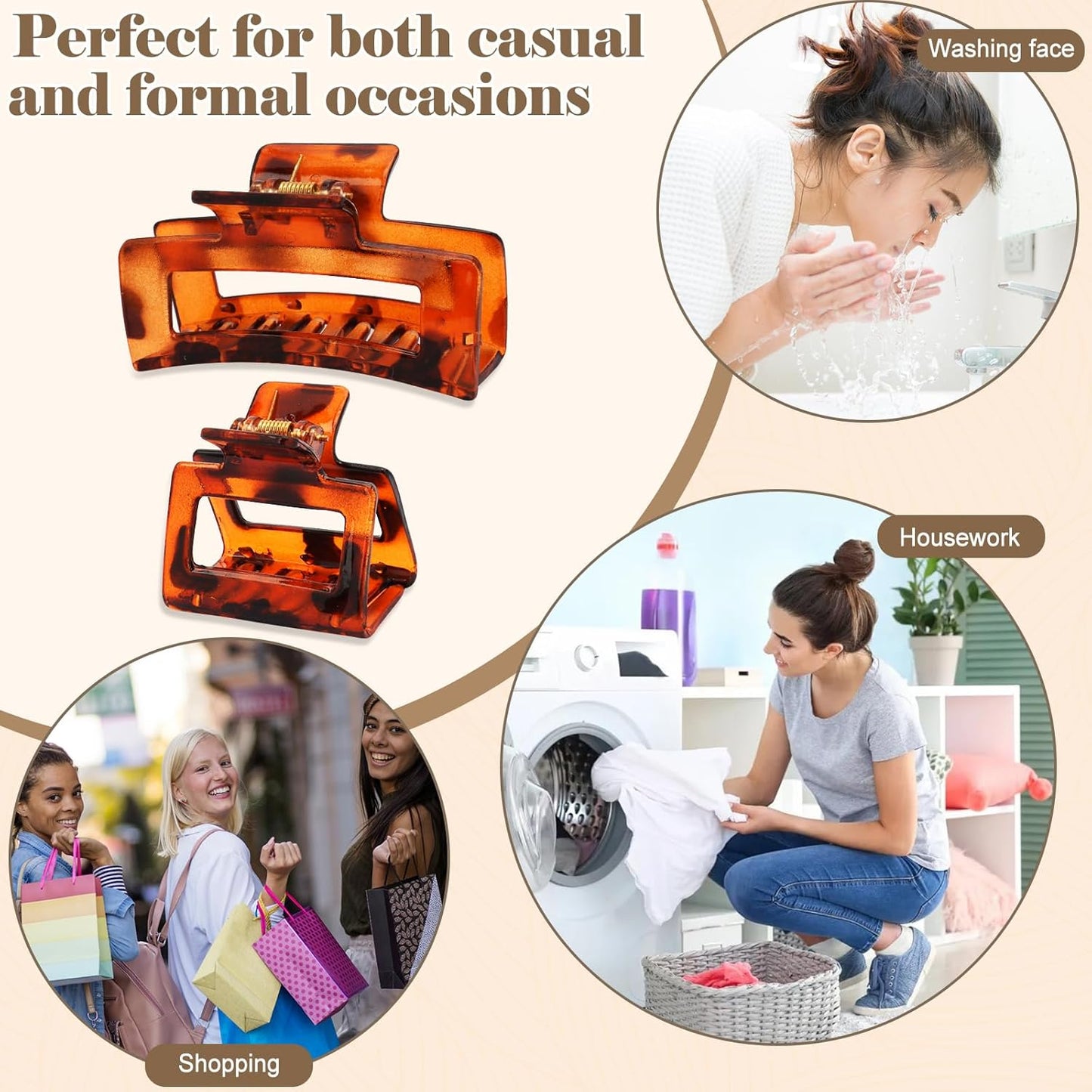 8Pcs Tortoise Shell Claw Clip for Women