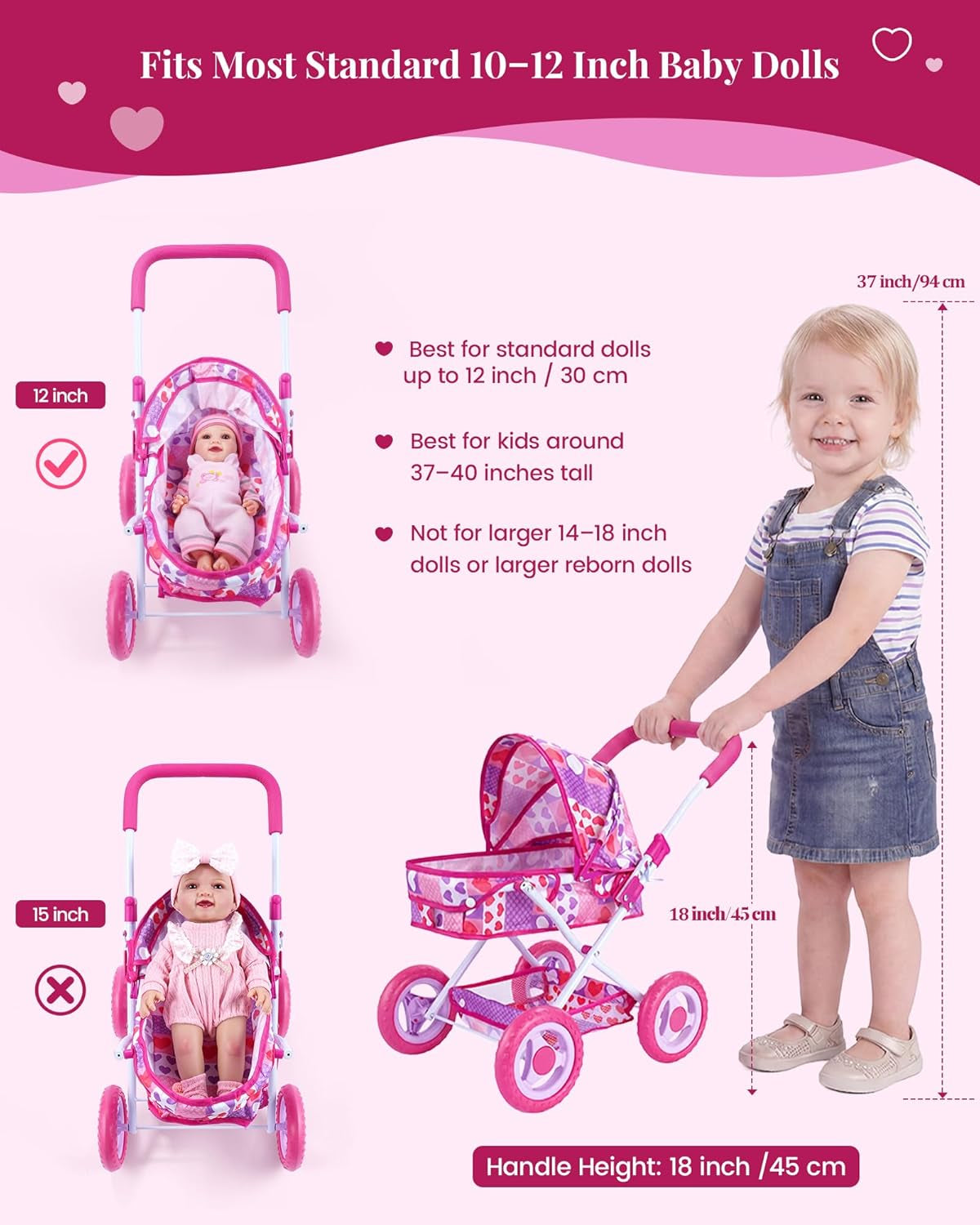 Baby Doll Stroller Set,10-Piece Portable