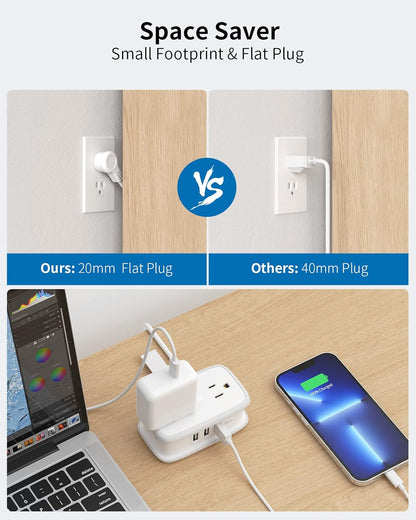 Travel Power Strip with USB 2 Pack