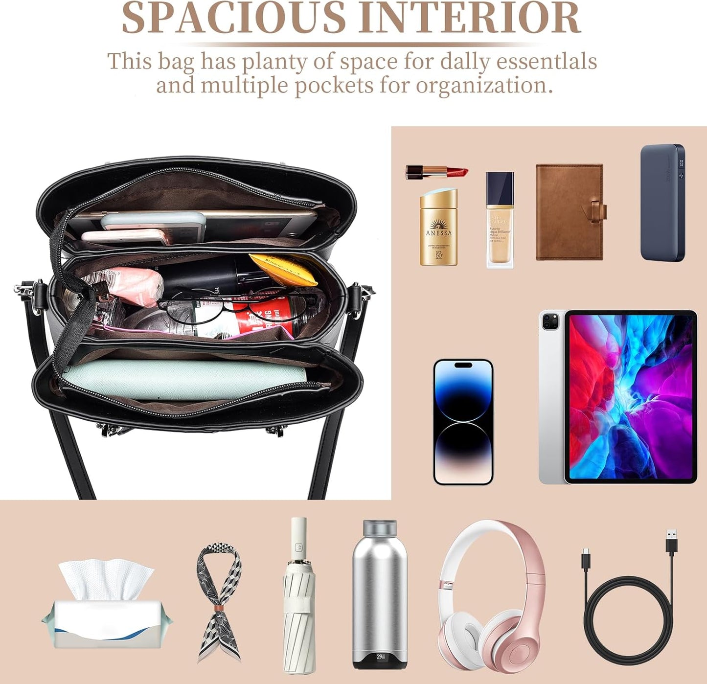 Women PU Leather Purses and Handbags 
