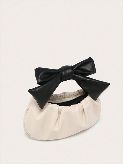 Women'S Ruched Hobo Handbag Cute Bow