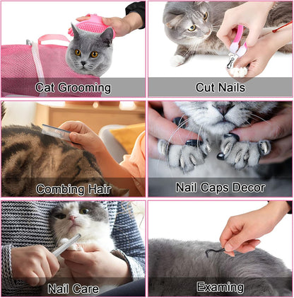 Cat Washing Bag 10 PCS Set, Adjustable