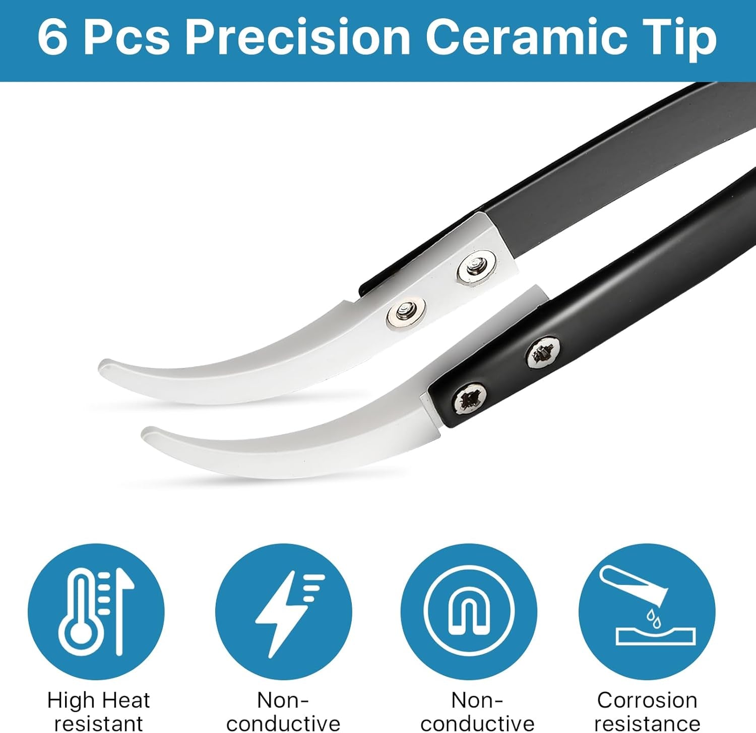 6 Pcs Precision Reverse Ceramic Tweezers