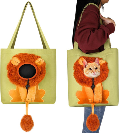 Pet Canvas Shoulder Bag Lion Shaped Cute