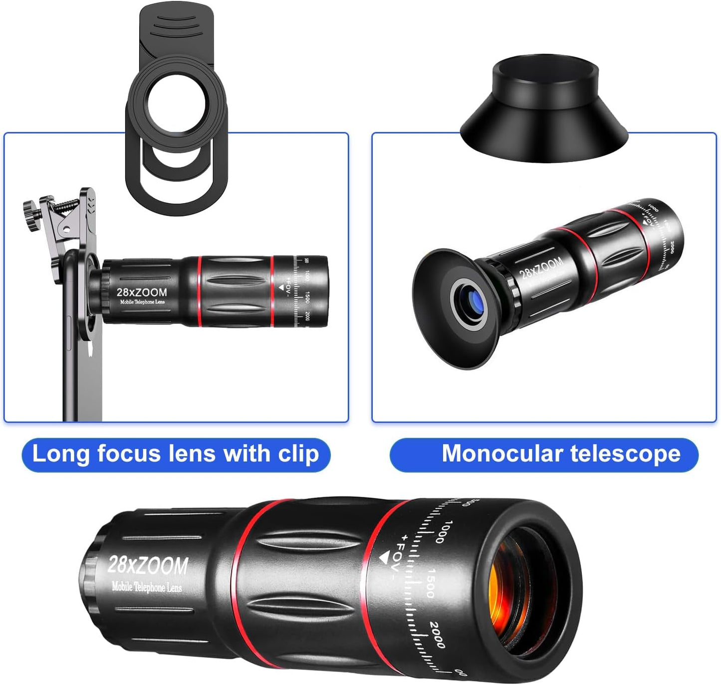 Phone Camera Lens Kit 28X Telephoto Lens