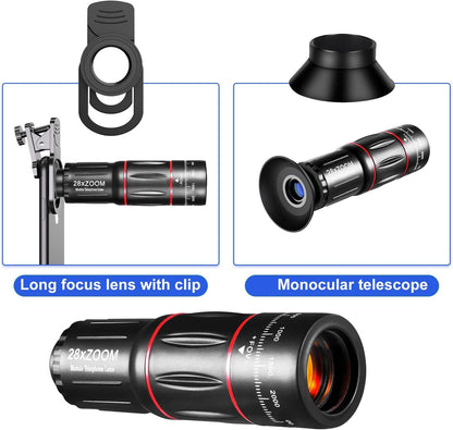 Phone Camera Lens Kit 28X Telephoto Lens