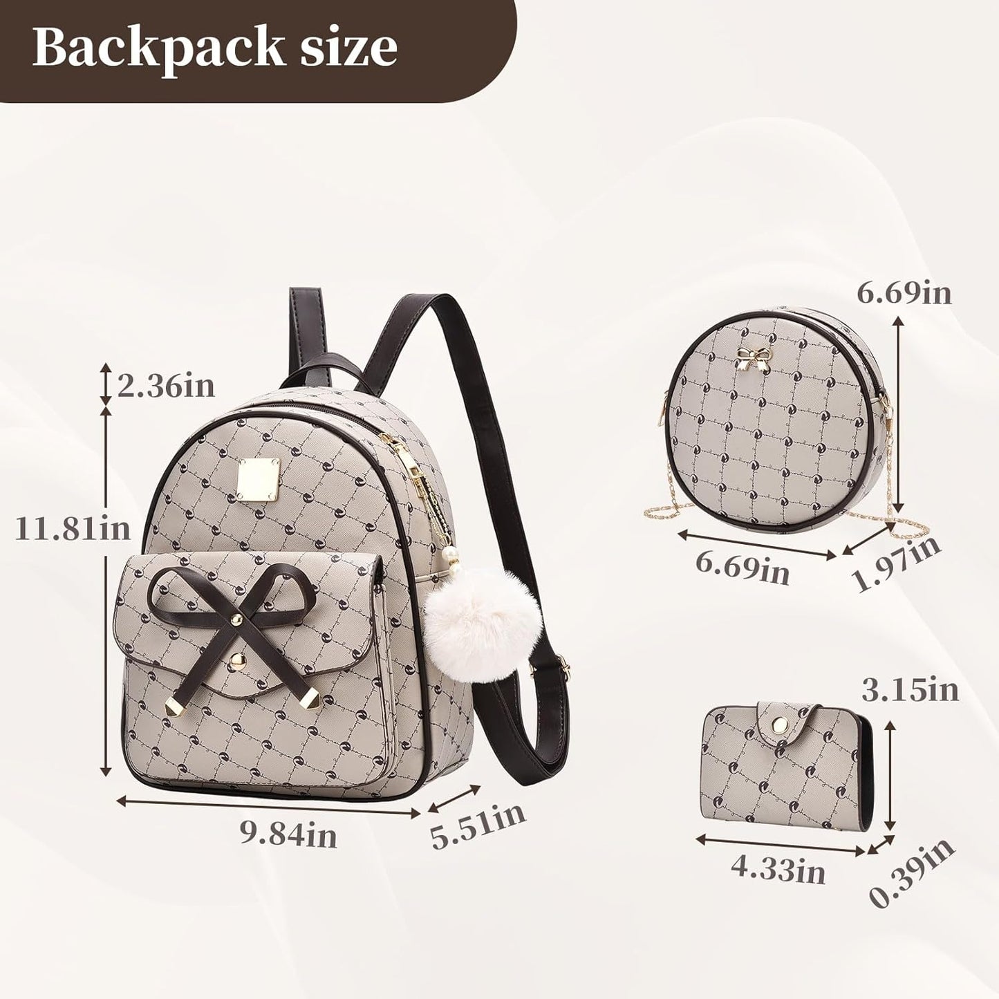 Girls Bowknot 3-Pieces Fahsion Leather 