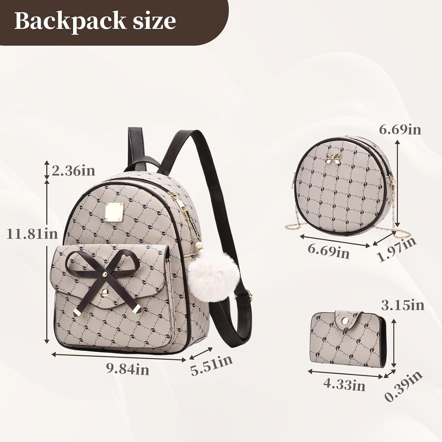 Girls Bowknot 3-Pieces Fahsion Leather 